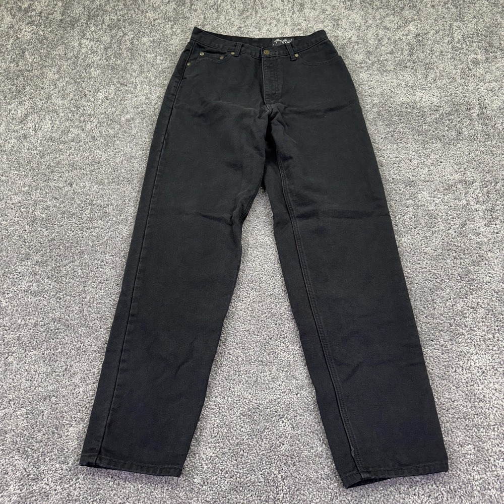 Eddie Bauer Jeans Womens 12 Tall Black High Rise Relaxed Straight Flannel Lined